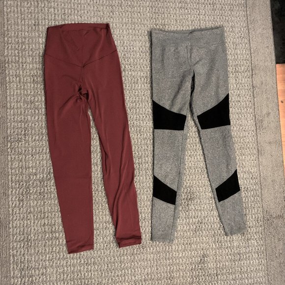 WOMENS - 2pc lot sz 3 Small activewear leggings, Burgundy, gray, Aerie Forever21 - Picture 1 of 16